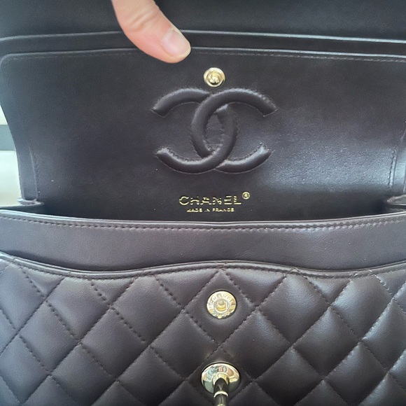 NOT AVAILABLE Chanel 21a Dark Brown Small Classic Flap Lambskin LGHW - Picture 7 of 13